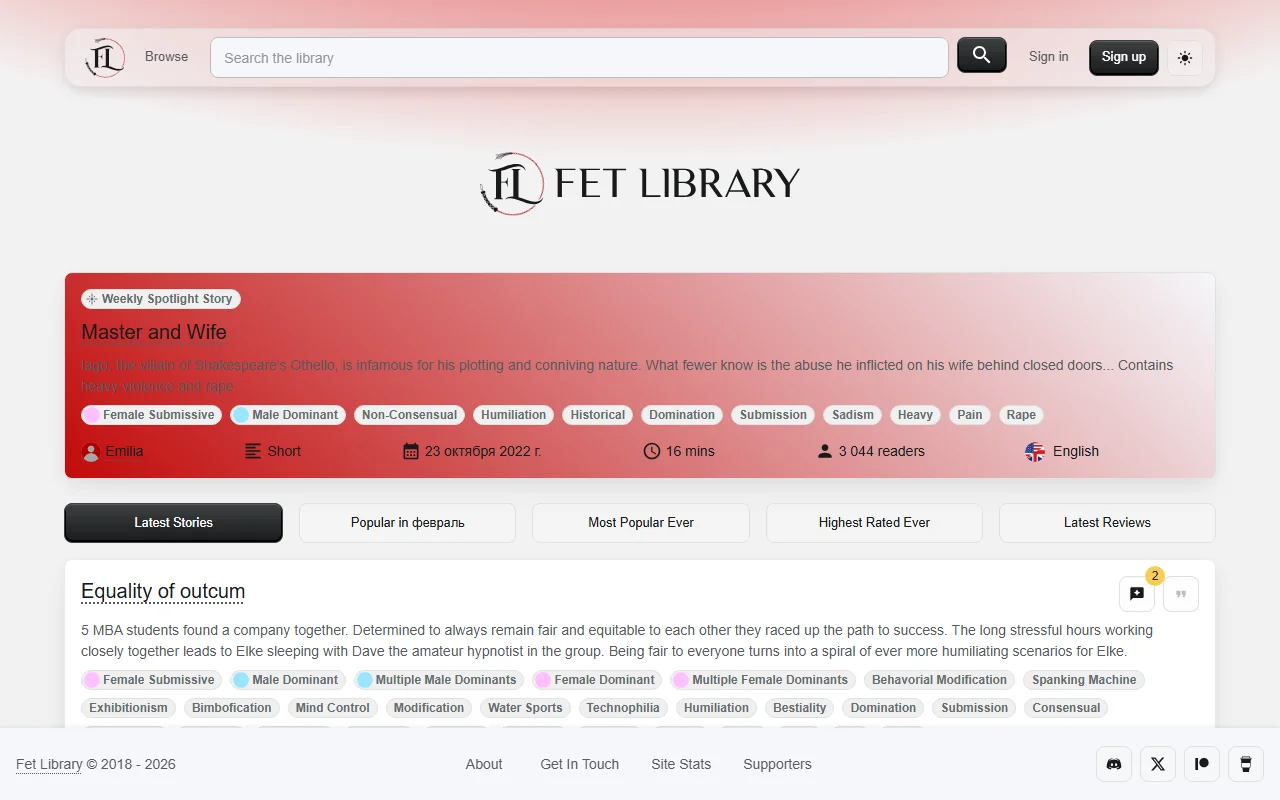 Screenshot of Thefetlibrary